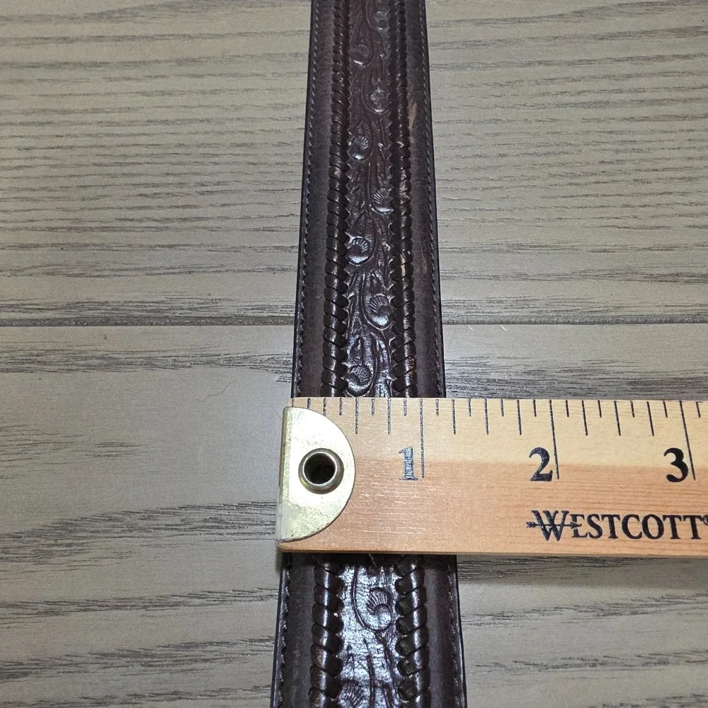 Vintage RESISTOL Brown Leather Cowhide Size‎ 40 Western Scroll Studs